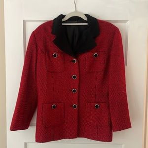 Italian vintage red and black wool blazer